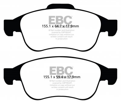 DP22023 EBC Brakes Greenstuff тормозные колодки перед. DACIA Dokker, Duster, Lodgy; NISSAN Juke; RENAULT Captur, Clio, Fluence, Megane, Scenic выпуска 2009-2022 года