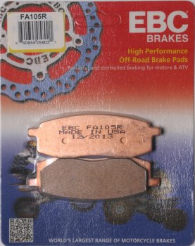 FA105R EBC BRAKES Organic тормозные колодки  YAMAHA TT, YZ 1985-1995 года выпуска