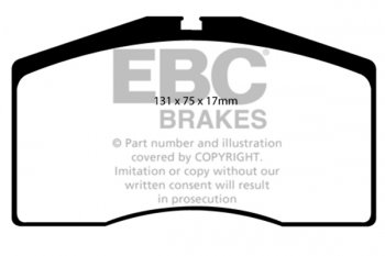 DP9997 EBC Brakes Orangestuff колодки тормозные перед AUDI RS2; PORSCHE 928, 968, 911 Ширина 131мм, Высота 75мм, Толщина 17мм
