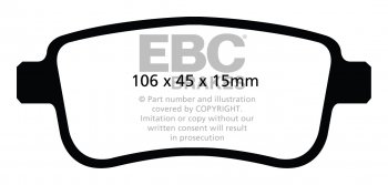 DP22025 EBC Brakes Greenstuff тормозные колодки зад Espace, Fluence, Grand Scenic, Megane, Scenic, Talisman Grandtour выпуска 2009-2018 года