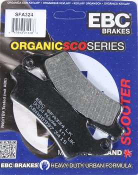 SFA324 EBC BRAKES Organic тормозные колодки  APRILIA Atlantic, Scarabeo; KYMCO People; MALAGUTI Madison; PEUGEOT LooXoR; PIAGGIO Beverly; SCARABEO 125, 200, 300 1999-2012 года выпуска