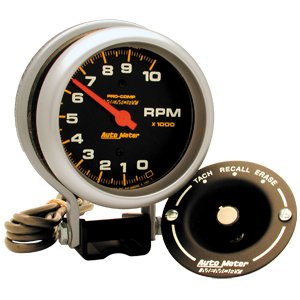 3-3/4" тахометр, 10,000 RPM, W/MEM, WTR RES, STD/ELEC AUTO METER #6601 TachometerMemory / Standard Electric