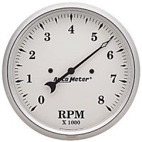 5" тахометр, 8,000 RPM, IN- DASH, OLD TYME WHITE AUTO METER #1699