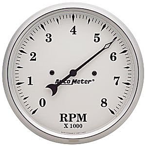 5" тахометр, 8,000 RPM, IN- DASH, OLD TYME WHITE AUTO METER #1699 Tachometer