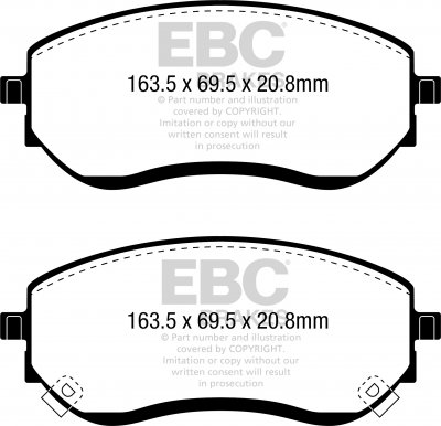 DPX2386 EBC Brakes Ultimax2 Тормозные колодки перед  MERCEDES-BENZ X выпуска 2017-2023 года