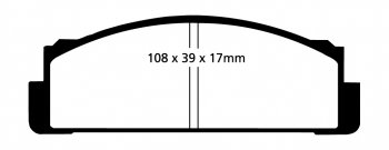 DP4116R EBC Brakes Yellowstuff Тормозные колодки перед ABARTH, AUTOBIANCHI, FIAT, FSO, INNOCENTI, LANCIA, MELKUS, SEAT, YUGO, ZASTAVA Ширина 108мм, Высота 39мм, Толщина 17мм