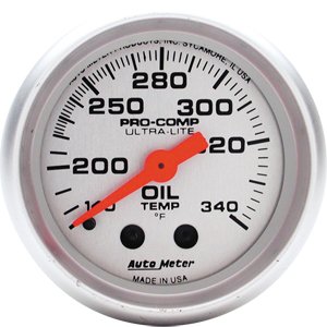 2" OIL TANK TEMP, 140- 340`F, MECH, ULTRA-LITE AUTO METER #4346 Oil Tank Temperature