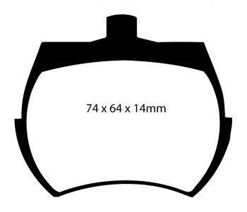 DP4127R EBC Brakes Yellowstuff Тормозные колодки перед AUSTIN, AUSTIN HEALEY, ROVER, TRIUMPH, VAUXHALL, WOLSELEY Ширина 74мм, Высота 64мм, Толщина 14мм