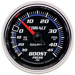 2-1/16" BOOST-VAC (давление наддува и разряжения), 30 IN HG/45 PSI, MECH, COBALT AUTO METER #6108 Vacuum / Boost
