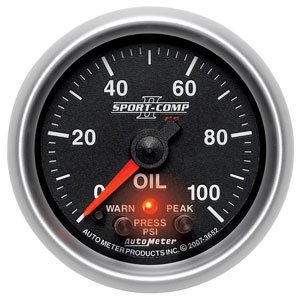 3652 OIL PRESSURE GAUGE Oil PressurePeak &amp; Warn w/ Electronic Control