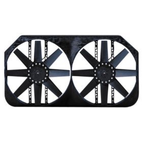280 Flex-a-Lite Электрический вентилятор 15" Двойной вытяжной черный 1992-1999 Chevy &amp; GMC Trucks and SUVs with 34" radiator core   Fan shroud is 17" tall by 31 7/8" wide and 4.5" thick Universal brackets designed for easy installation Dual 15-inch, 8 blade fans flows air up to 3300 single and 5500 dual cubic feet per minute to provide constant cooling, regardless of engine RPM Draws 12 amps single and 28 amps for dual fan Comes with an adjustable temperature thermostat that allow greater control over fan operation  