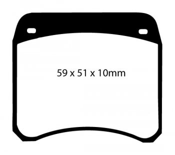 DP4128R EBC Brakes Yellowstuff Тормозные колодки перед/зад AUSTIN Mini; DEEP SANDERSON 301; MORRIS Mini; RILEY Elf; WOLSELEY Hornet; NISSAN Pick Up Ширина 59мм, Высота 51мм, Толщина 10мм
