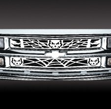 Решетка радиатораl Insert: 1999-2002 Chevrolet Pick Up Full Size, 1999-2002 , 2000-2004 Chevrolet Suburban, 2000-2004 Chevrolet Tahoe; skull; s Stainless Steel Grille Inserts