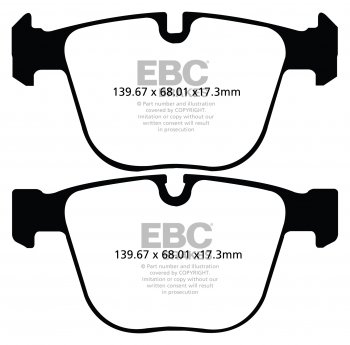 DP32020C EBC Brakes Redstuff Тормозные колодки зад. BMW 5 Series GT (F07), 5 xDrive GT (F07), 7 (F01), 7 (F02), 7 (F04), 7 xDrive (F01), 7 xDrive (F02) Ширина 139.67мм, Высота 68.01мм, Толщина 17,3мм