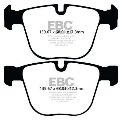 DP32020C EBC Brakes Redstuff Тормозные колодки зад. BMW 5 Series GT (F07), 5 xDrive GT (F07), 7 (F01), 7 (F02), 7 (F04), 7 xDrive (F01), 7 xDrive (F02) Ширина 139.67мм, Высота 68.01мм, Толщина 17,3мм