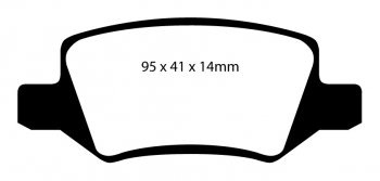DP31438C EBC Brakes Redstuff Тормозные колодки зад. MERCEDES-BENZ B-Class (W245) Ширина 95мм, Высота 41мм, Толщина 14мм