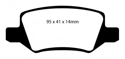 DP31438C EBC Brakes Redstuff Тормозные колодки зад. MERCEDES-BENZ B-Class (W245) Ширина 95мм, Высота 41мм, Толщина 14мм