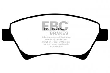 DP1468 EBC Brakes Ultimax2 Тормозные колодки перед  RENAULT Grand Scenic, Megane, Scenic выпуска 2002-2005 года