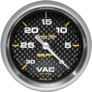2-5/8" вакуумметр 30-0 IN. HG, FSE, CARBON FIBER AUTO METER #4871 Vacuum