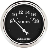 2" Вольтметр, 8-18 VOLTS ELEC, OLD TYME BLACK AUTO METER #1791