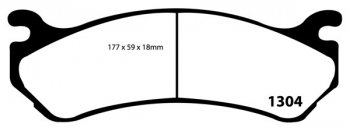 DP41304R EBC Brakes Yellowstuff Тормозные колодки перед/зад CADILLAC Escalade; CHEVROLET Astro, Avalanche, Tahoe, Tahoe; GMC Yukon/Yukon Denali; CITROEN Berlingo Multispace; SEAT Leon (5F) Ширина 177мм, Высота 59мм, Толщина 18мм