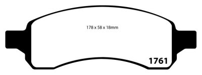 DP41761R EBC Brakes Yellowstuff Тормозные колодки перед CHEVROLET Trailblazer; SAAB 9-7X Ширина 178мм, Высота 58мм, Толщина 18мм