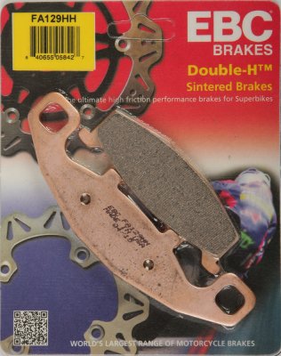 FA129HH EBC BRAKES Double-H™ тормозные колодки  HYOSUNG Comet; KAWASAKI ER, GPX, GPZ, KL, KLE, ZG, ZL, ZR, ZX, ZZ; SUZUKI DR, GS, GSF, GSX, RG, SW-1, VX 1987-2007 года выпуска