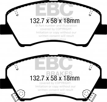 DPX2381 EBC Brakes Ultimax2 Тормозные колодки перед  KIA Rio, Stonic выпуска 2017-2023 года