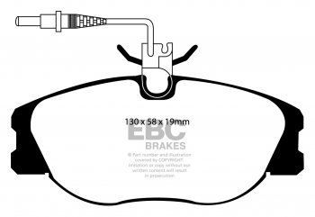 DP21108 EBC Brakes Greenstuff передние колодки CITROEN; FIAT; LANCIA; PEUGEOT Ширина 130мм, Высота 58мм, Толщина 19мм