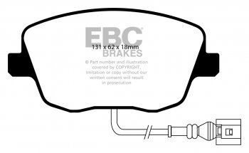 DP21479 EBC Brakes Greenstuff тормозные колодки перед. SEAT Cordoba, Ibiza; SKODA Fabia, Roomster; VOLKSWAGEN Polo выпуска 2001-2015 года