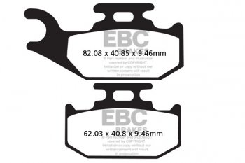 FA317TT EBC BRAKES Organic тормозные колодки  BOMBARDIER DS, Outlander, Quest, Traxter; CAN AM DS, Outlander, Renegade; CANNONDALE Blaze, Cannibal, FX, Moto, Speed, Glamis; JOHN DEERE Buck, Trail; SUZUKI LT-A 2000-2012 года выпуска