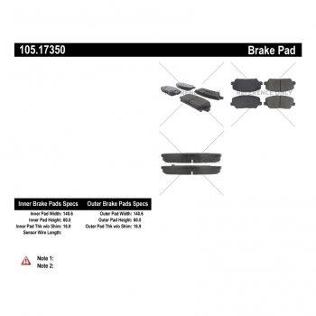 105.17350 Тормозные колодки Posi-Quiet Ceramic KIA перед 