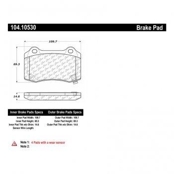 308.10530  StopTech Street Тормозные колодки Cadillac, Chevrolet, Chrysler, Dodge, Jeep, Tesla Задние