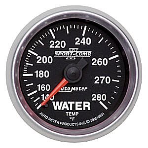 2-1/16" датчик температура воды, 140- 280`F, MECH AUTO METER #3631 Water Temperature