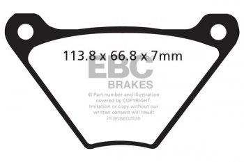 FA024/2 EBC BRAKES Organic тормозные колодки  HARLEY DAVIDSON (Banana Caliper), FX, FXE, Twin fronts, 1972-1984 года выпуска
