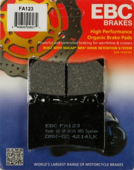 FA123 EBC BRAKES Organic тормозные колодки  YAMAHA FJ, FZ, SRX, TDM, TDR, TRX, TZR, XJ, XV 1987-2004 года выпуска