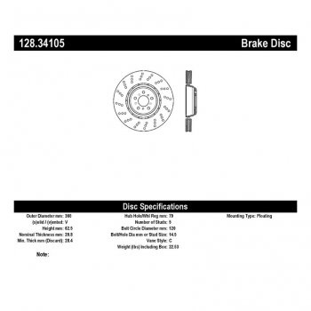 128.34105 Тормозные диски Premium BMW перед правый 