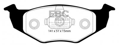 DP21137 EBC Brakes Greenstuff тормозные колодки перед. SEAT Cordoba, Ibiza, Toledo; VOLKSWAGEN Caddy, Golf, Polo, Vento выпуска 1991-2004 года