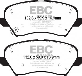 DPX2232 EBC Brakes Ultimax2 Тормозные колодки перед  HYUNDAI Veloster выпуска 2015-2016 года