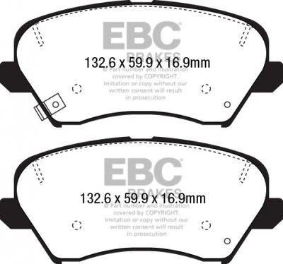 DPX2232 EBC Brakes Ultimax2 Тормозные колодки перед  HYUNDAI Veloster выпуска 2015-2016 года