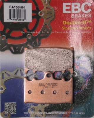 FA158HH EBC BRAKES Double-H™ тормозные колодки  HUSABERG All; KAWASAKI GPZ, KLZ, KR-1S, VN, ZR, ZX, ZZ; SUZUKI GSF, GSR, GSX, GSXR, RG, RGV, SG, SV, TL, TV; VERTEMATI All 1988-2012 года выпуска