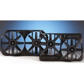 290 Flex-a-Lite Электрический вентилятор 15" Двойной вытяжной охлаждения двигателя с контролером скорости черный   Fan shroud is 17" tall by 31 7/8" wide and 4.5" thick Universal brackets designed for easy installation Dual 15-inch, 8 blade fans flows air up to 3300 single and 5500 dual cubic feet per minute to provide constant cooling, regardless of engine RPM Draws 12 amps single and 28 amps for dual fan Comes with an adjustable temperature thermostat that allow greater control over fan operation  