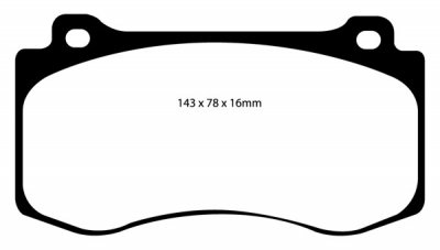 DP41764R EBC Brakes Yellowstuff Тормозные колодки перед CHRYSLER 300C; DODGE Challenger, Charger, Magnum; JEEP Grand Cherokee Ширина 143мм, Высота 78мм, Толщина 16мм