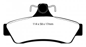 DP31506C EBC Brakes Redstuff Тормозные колодки зад. CHEVROLET Caprice, Lumina; HOLDEN Commodore, Commodore, Commodore, Commodore, Monaro Ширина 114мм, Высота 58мм, Толщина 17мм