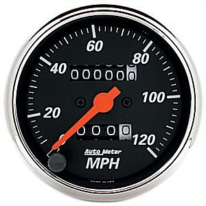 3-1/8" сподометр, 120 MPH, W/TRIP, MECH, DB CHME BZ AUTO METER #1476 Speedometer Mechanical