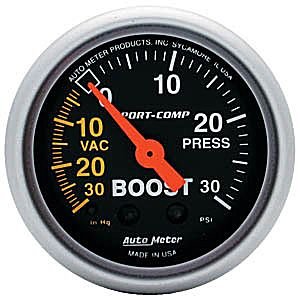 2" BOOST-VAC/PRESS, 30 IN. HG/30 PSI, MECH AUTO METER #3303 Boost / Vacuum