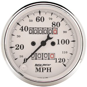 3-1/8" сподометр, 120 MPH, W/TRIP, OLD TYME WHITE AUTO METER #1693 Speedometer Mechanical