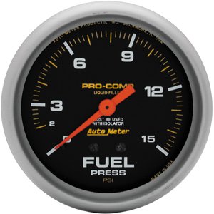 2-5/8" датчик давления топлива, 0-15 PSI, W/ISO, MECH AUTO METER #5413 Fuel Pressurew/ Isolator