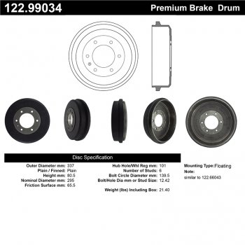 123.99034 Тормозные диски Premium CHEVROLET, ISUZU зад 