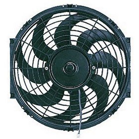 396 Flex-a-Lite Электрический вентилятор 16" S-Blade   Fan shroud is 16 5/8" tall by 15.75" wide and 4" thick Constructed of glass-filled nylon for durability 15-inch, 8 blade fan flows air up to 1,980 cubic feet per minute to provide constant cooling, regardless of engine RPM Frees more than 17 horsepower over stock fan and draws only 13.50 amps Pulls 13 amps  